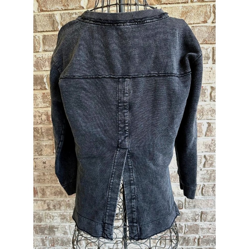 Anthropologie Pilcro Split Back Terry Top XS Extra Small Black Tunic Dis… - Picture 6 of 12
